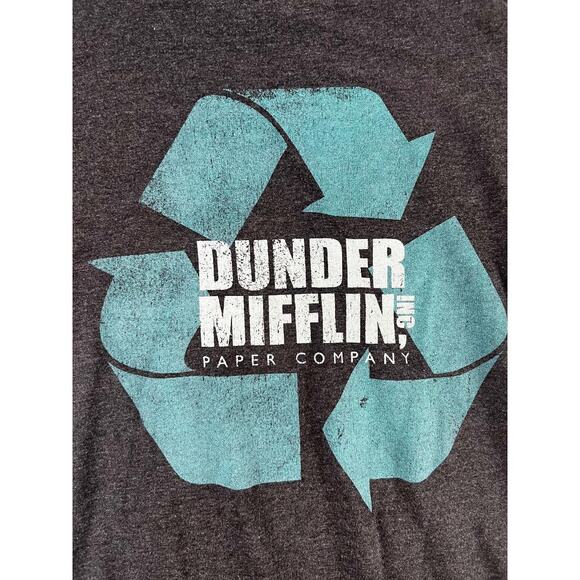 The Office Dunder Mifflin Recycle Logo T-Shirt Large Gray Cotton Blend TV Show - Picture 6 of 8